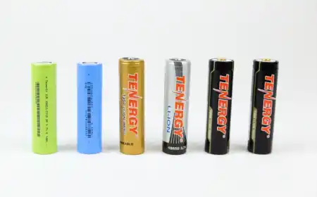 difference types of 18650 batteries are stand in line